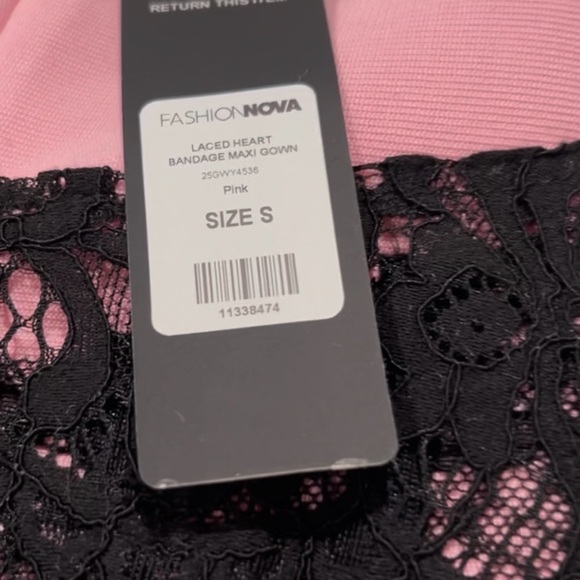Fashion Nova Pink and Black Lace Maxi Gown - Picture 3 of 6